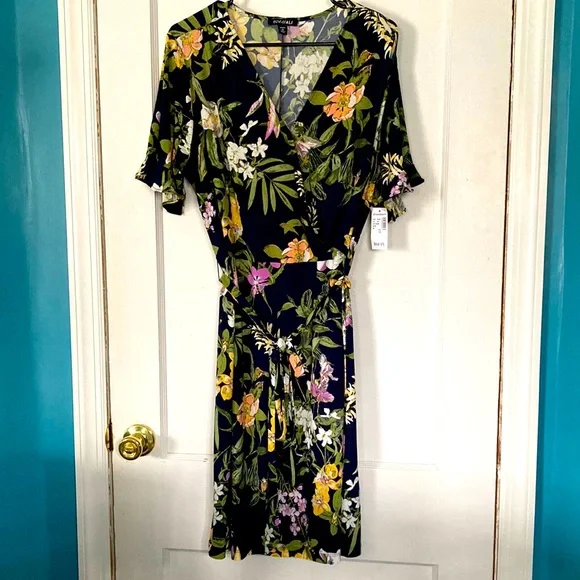 Roz & Ali Tropical Floral Dress 1X NWT - Picture 1 of 5